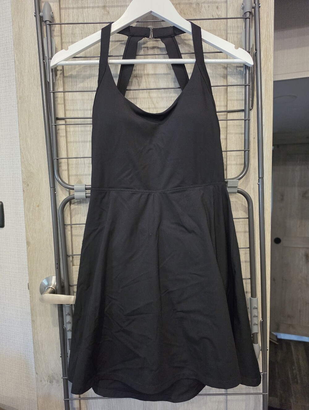 Halara NWT SoftlyZero Airy Backless Twisted Flare Mini Dress Medium Black - Picture 10 of 14